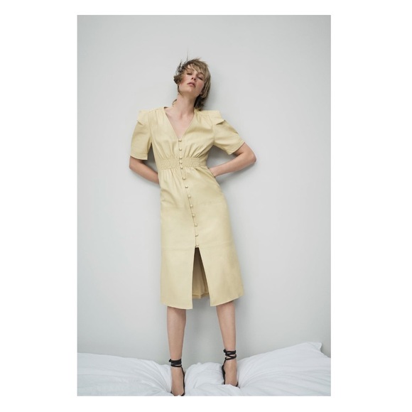 zara beige leather dress Lorraine Kelly, 63, turns heads in bodycon Zara leather dress